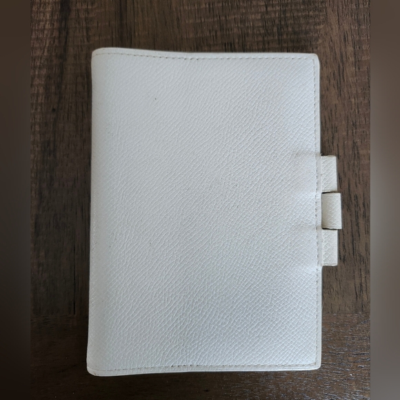Hermes Cushvel Leather Agenda GM Notebook Cover White Men's Women's - Picture 1 of 9